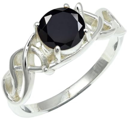 Schwarzer Onyx Edelstein Bandring 925 Sterling Silber Ring Herren & Damen Bandring Geschenkartikel Handgefertigter Schmuck TSR1257AE_12 (58 (18.5))