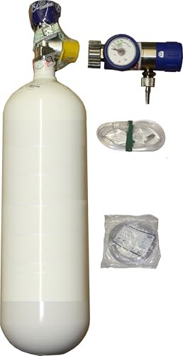 Sauerstoffflasche 2,Liter - Stahl mit regelbarem Druckminderer Mediselect 25