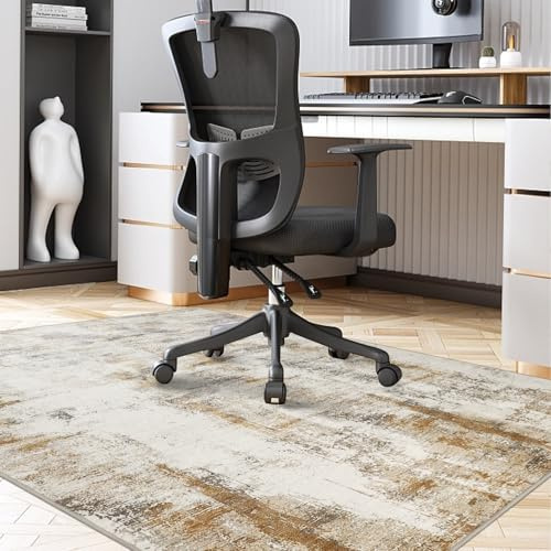 Famibay Bodenschutzmatte BüRostuhl 120x150cm Schreibtischstuhl Unterlage Beige Bodenmatte rutschfest Schutzmatte BüRostuhl Waschbar Kratzfest FußBodenschutz Stuhlunterlage