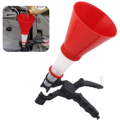 Embudo universal de aceite de motor de automóvil para cambio de aceite, embudos para uso automotriz con soporte fijo ajustable, accesorios grandes para coche para un fácil cambio y llenado de aceite