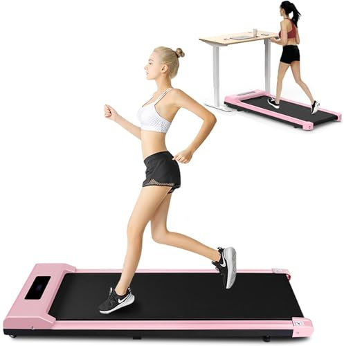 Tapis Roulant Elettrico Pieghevole Salvaspazio Walking Pad 10 km/h Tapis Roulant Salvaspazio (42 cm), Schermo LCD, Carico massimo di 120 kg (Rosa pallido)