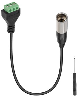 RIIEYOCA Cable Mini-XLR a Bloque de Terminales de Tornillo, Mini-XLR 3 Pines Macho a Adaptador de 3 Polos Sin Soldadura Para Micrófono, Altavoces, Cámara (30cm, Macho)
