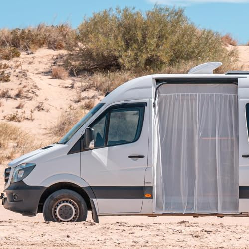 Living in a Bubble Van Bug Screen für Mercedes Metris, Ford Transit Connect und andere Wohnmobile, Universalgröße, Schiebetür, Fliegengitter, Moskitonetz, mittiger Magnetverschluss
