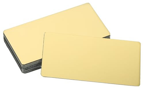 sourcing map 12 Pcs Blank Name Plates, 3.1 x 1.7 Engraved Metal Name Plate Laser Strong Adhesive Nameplate Anodized Aluminium Custom Blank Plates for Signs DIY Crafts, Gold