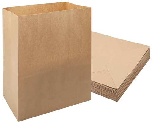 50stück PapiertüTen Groß, 33 x 24 x 14cm braunPapiertüTen PapiertüTen Braun BrottüTen Kraftpapier TüTen Kann zum Aufbewahren von Süßigkeiten, Nüssen, Brot, Gemüse usw. verwendet werden