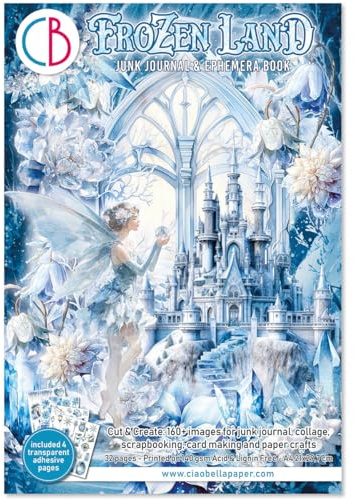 Ciao Bella Ephemera Book & Junk Journal für Papierbastelarbeiten, Kartenherstellung, Scrapbooking und Collage, 140 g/m² Karton (Frozen Land)