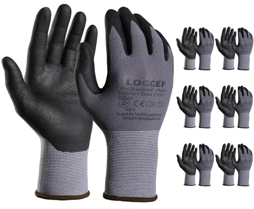 LOCCEF MicroFoam Nitril Arbeitshandschuhe Herren Damen (6Paar, 8/M)
