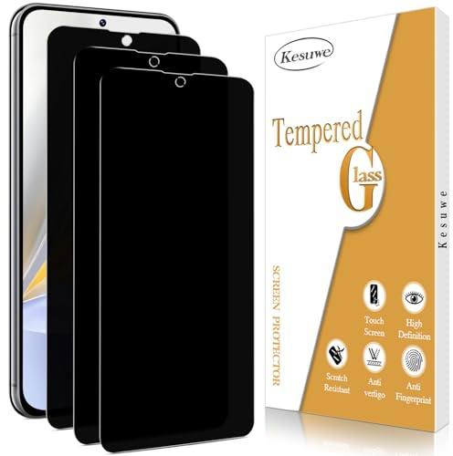 Kesuwe [3 Piezas] Protector Pantalla de Privacidad para Samsung Galaxy S23 FE 5G / A54 5G, Anti Espía, Antiarañazos, Antihuellas, Sin Burbujas, Compatible Huellas Dactilares ID