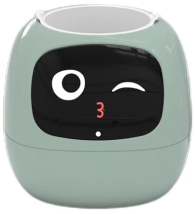 Vilgftyiet Smart Interaktiver Pflanztopf mit automatischer Bewässerung, Feuchtigkeits- und Lichtsensoren, Roboterdisplay für Spaß im Innenbereich, Kunststoff, Weiß Grün