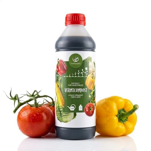 Hortulani Extrait de Lombricompost pour Légumes – Engrais Potager Liquide Bio, Tomate, Fraisier, Fruitier & Humus de Lombric (1,0 litre)