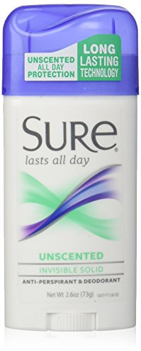 Sure Invisible Solid Anti-Perspirant and Deodorant, Unscented, 2.6-Ounces (Pack of 6) by Sure (English Manual)