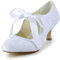 JIAJIA 140311 Bridal Lace Satin Low Heel Closed Toe Prom Party Dance Wedding Shoes Color White,Size 5 UK / 38 EU