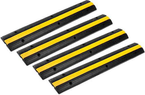 4X Pronomic Protector 1-100N Kabelbrücke 1-Kanal mit Steckverbindung 100 x 15 x 3 cm - Kabelkanal aus Kunststoff für Versanstaltungen - Kabel Überfahrschutz für Boden - Schwarz/Gelb