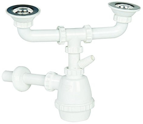 Sifón 2 Vías C/desagüe Casquillo lavavajilla para fregadero de cerámica tamaños: 11/