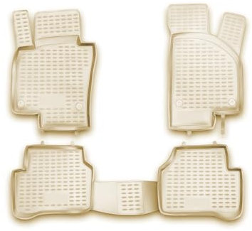 OMAC Gummimatten Fußmatten kompatibel mit VW Passat B7 2011-2015 TPE Automatten Beige 4X