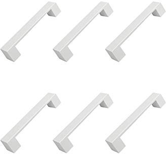 6 Un. TIRADOR Asa Mueble resina ABS blanco mate Puerta Armario COCINA - Distancia tornillos 128MM