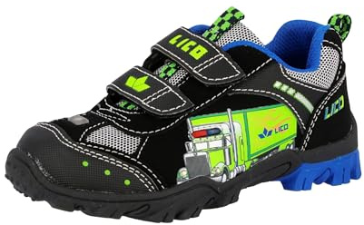 Lico Truck V Blinky Jungen Sneaker, Schwarz/ Blau/ Lemon, 27 EU