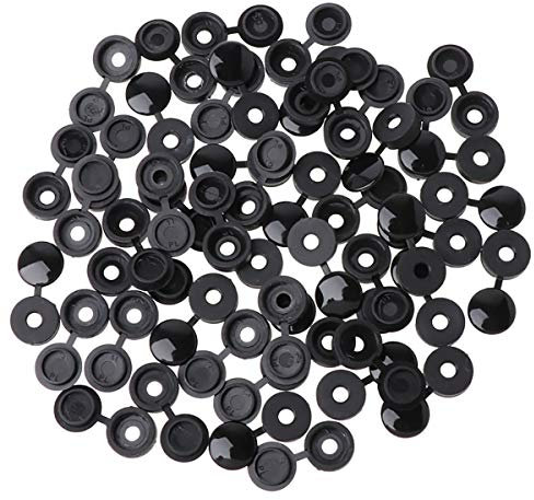 Lot de 50 Capuchons à vis décoratifs en Plastique avec charnière pour Meubles en 5 Couleurs, Noir