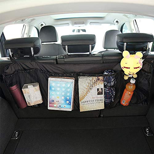 aoory Kofferaumtasche Für Sauberen Und Aufgeräumten Kofferaum Auto Organizer Netz Mit 4 Großen Taschen Aus Mesh
