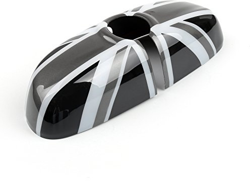 Areyourshop Union Jack Flag Rear View Mirror Cover For 2014-2018 B-M-W MINI Cooper F56 F55 Black&Gray(Auto Powerfolding only)