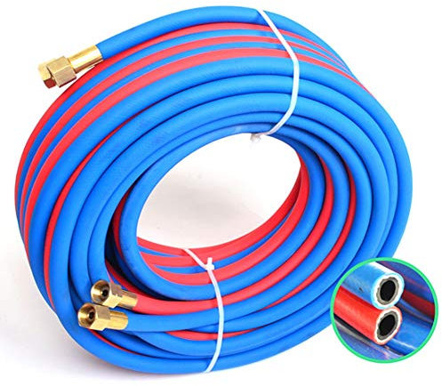 Tuyau De Soudage Jumelé Oxygène Acétylène,Tuyau Antidéflagrant Industriel, Diamètre Intérieur: 10 Mm, Diamètre Extérieur: 16 Mm,Tuyaux De Torche De Coupe Avec Raccord En Cuivre (5 M)