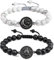 COAI Geschenkideen Yin und Yang Armbänder aus Mattem Onyx und Howlith mit Sonne und Mond Charm für Pärchen