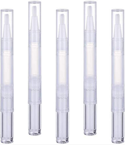 5 Stück 3 ml Transparent Twist Stift Pen Leerer Nagelöl Pen mit Pinsel Nachfüllbar Kosmetische Container für Lipgloss Zähne Whitening Liquid