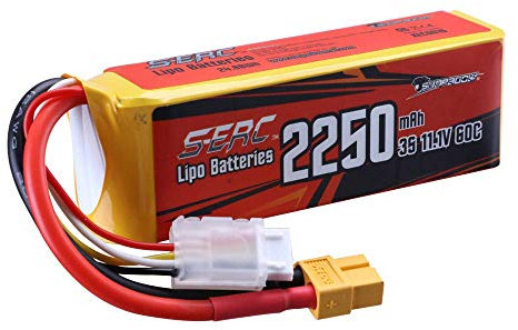 SUNPADOW Batterie Lipo 3S 11,1 V 60 C 2 250 mAh avec prise XT60 pour quadrirotor RC Airplane hélicoptère FPV Model Racing Hobby