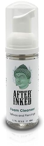 After Inked Tattoo & Piercing Aftercare Foam Cleanser - Quality Wash Soap Cleanser for Tattoos, Body Modifications and Piercings including Ear, Nose and Belly Button Foam Bottle, 1.7 oz