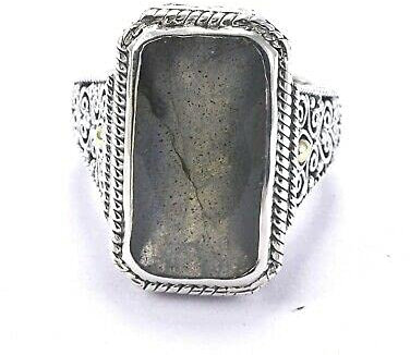 925 Sterling Silver labradorite gemstone Gold Dots Ring Jewelry Ring Gemstone Meadows