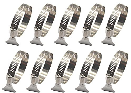 33-57mm Thumb Screw Key Adjustable Hose Clamps 304 Stainless Steel Worm Drive Pipes Clamps （10 Pieces