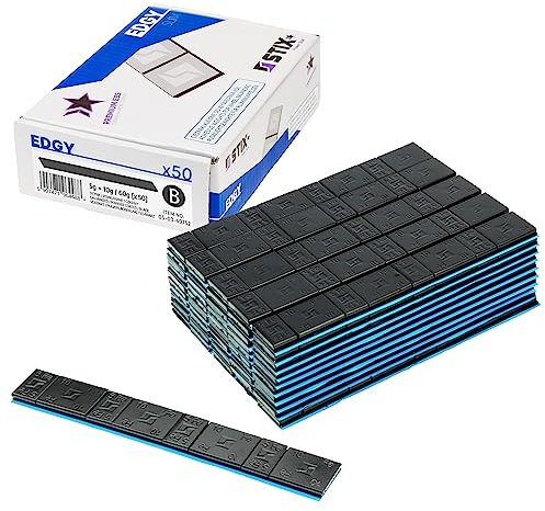 Klebegewichte für Alufelgen Edgy Slim Black - 60g (5g + 10g Schwarz) - 50 Stück Auswuchtgewichte Kleberiegel