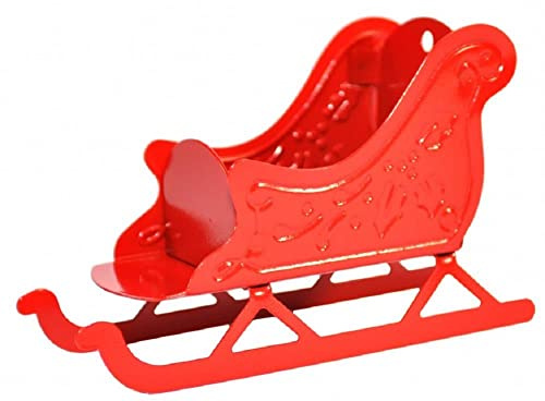 Puppenhaus Rot Traditioneller Weihnachtsschlitten Metall Miniatur Zubehör 1:12