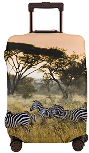 Afrika Grassland Zebra Gepäckabdeckung, waschbar, Reisekoffer-Schutz, passend für 45,7 - 81,3 cm S-XL, weiß, 95