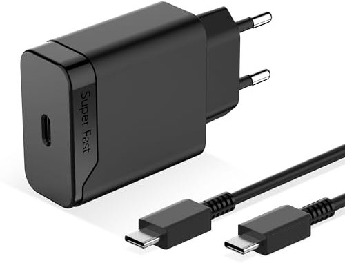 25W Chargeur Rapide pour Samsung Galaxy S25, S24, A26, S23, A22, S22, S21, S20 FE, A16, A15 A14 A13 A54 A53 A52 A51 A34 5G, USB C Secteur Adaptateur Charge avec Type C Câble 1.5M