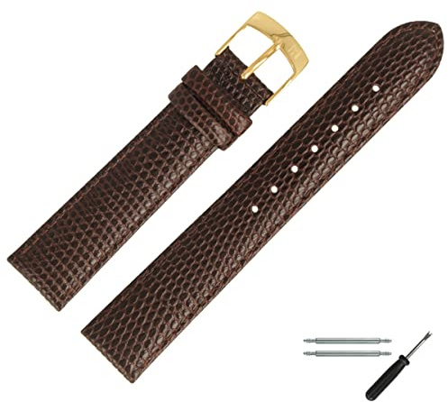 MARBURGER Uhrenarmband 16mm Leder Eidechse Prägung - Werkzeug Montage Set 78016