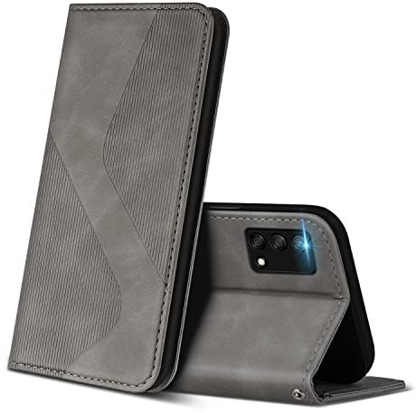 ZONNAVI Hülle für Oppo A74 4G, PU Leder Handyhülle mit Kartenfächer und Standfunktion, Lederhülle Flip Wallet Case Schutzhülle für Oppo A74 4G (Grau)