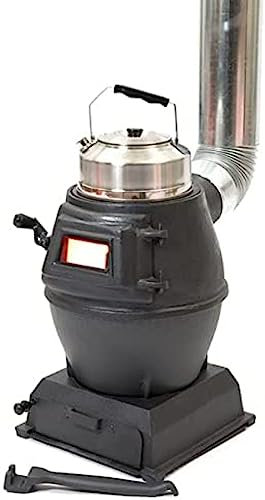 Estufa De Leña De Carbón De Hierro Fundido Puro, Estufa De Leña con Codo De Chimenea Y Ventana De Visualización, Estufa De Pellets De Madera, Horno De Leña con Gancho De Fuego, Estufa De Camping P