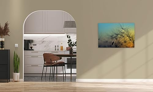 A.S. Création Leinwandbild Pusteblume Blumen - Kunstdruck gelb blau - 90x60 cm Querformat - Moderne Wanddekoration Schlafzimmer Wohnzimmer Küche - Bild auf Keilrahmen