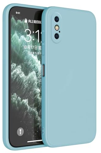 HAFFAN Custodia in Silicone TPU Compatibile con iPhone X/iPhone Xs (5.8 inches), Cover Case Protettiva per Cellulare - Azzurro