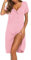Ekouaer Camicie da Notte Donna Sexy Vestito da Notte Maniche Corte Sleepwear Corta Pigiami Bottoni, Rosa Chiaro, M