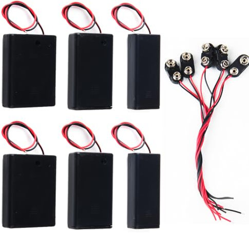 Stemedu 2/3/4 1.5V AAA Battery Holder Case with Wire Leads, 3 AAA Battery Box with ON/Off Switch, 5 x 9V Snap Battery Connector Hard Shell Battery Buckle I Type with Lead Wire (Pack of 11)
