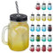 Relaxdays Jarras con Tapa y Pajita, Set de 20, 400 ml, Efecto Congelado, Vasos Veraniegos con Asa, Multicolor/Negro
