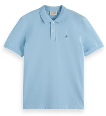 Scotch & Soda Men's Seasonal core-Logo Pique Polo Shirt, Spring Blue, L