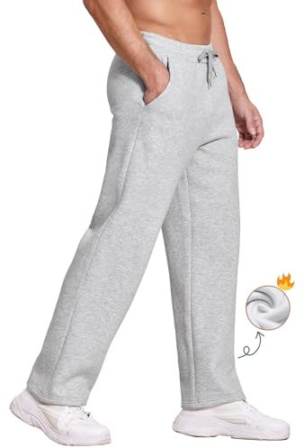 PINSPARK Pantalon de Jogging en Polaire pour Homme Pantalon de Sport Long en Coton Pantalon de Sport Droit avec Cordon de Serrage Pantalon de Jogging avec Poches