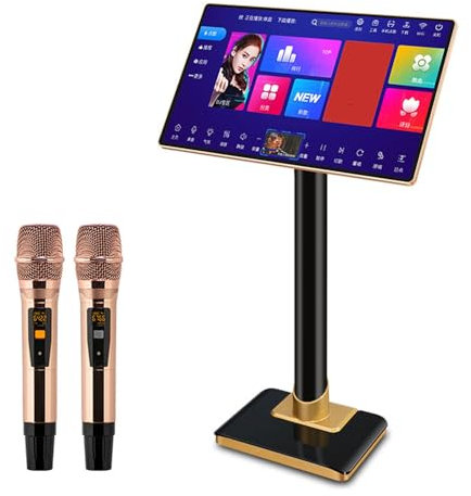 21.5 Inch Professional Karaoke System, Capacitive Touch Screen Karaoke Machine With Wireless Microphone, Power Amplifier Function, Phone App Control, 1.1 Million Cloud Download Songs, for Home, Bar