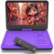 MAGOFLY 12.5 Portable DVD Player with 10.1 IPS Screen for Kids - Car DVD Player with Headrest Mount Bag, 360° Easy Remote, Dual Earphone Jacks, CD/DVD/SD Card/USB Supported, Region Free [Purple]