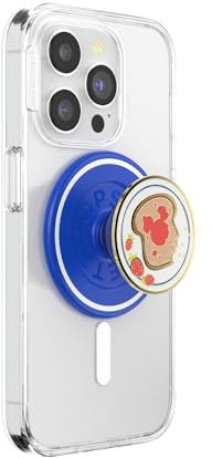 PopSockets Poignée de téléphone pour MagSafe, poignée magnétique sécurisée pour téléphone et Support, béquille Mains Libres, Compatible avec Chargement sans Fil, Disney – Mickey Toast émaillé