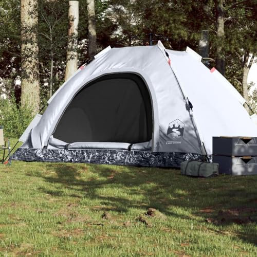 Tino Tech Campingzelt 5 Personen Outdoor Tent 300x300x185 cm Gruppenzelt Winddicht Familienzelt Festivalzelt Große Wurfzelte für Familie Trekkingzelt Polyester Weiß, verdunkelnd