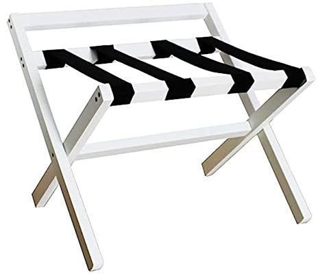 Support de porte-bagages pliable, étagère de rangement de bagages en bois pour valise, chambre d'amis, étagère à chaussures, organisateur de chambre à coucher, support de bagages (blanc 1 pièce)